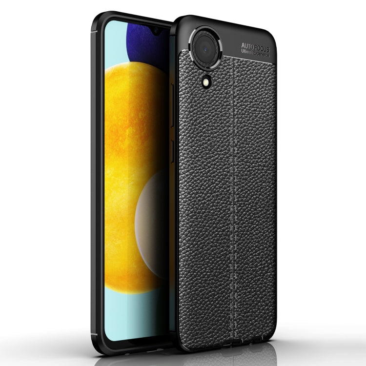 Custodia per telefono antiurto in TPU con texture Litchi, For Samsung Galaxy A03 Core