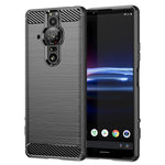 Custodia per telefono in TPU con trama in fibra di carbonio spazzolato, For Sony Xperia Pro-I