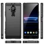 Custodia per telefono in TPU con trama in fibra di carbonio spazzolato, For Sony Xperia Pro-I