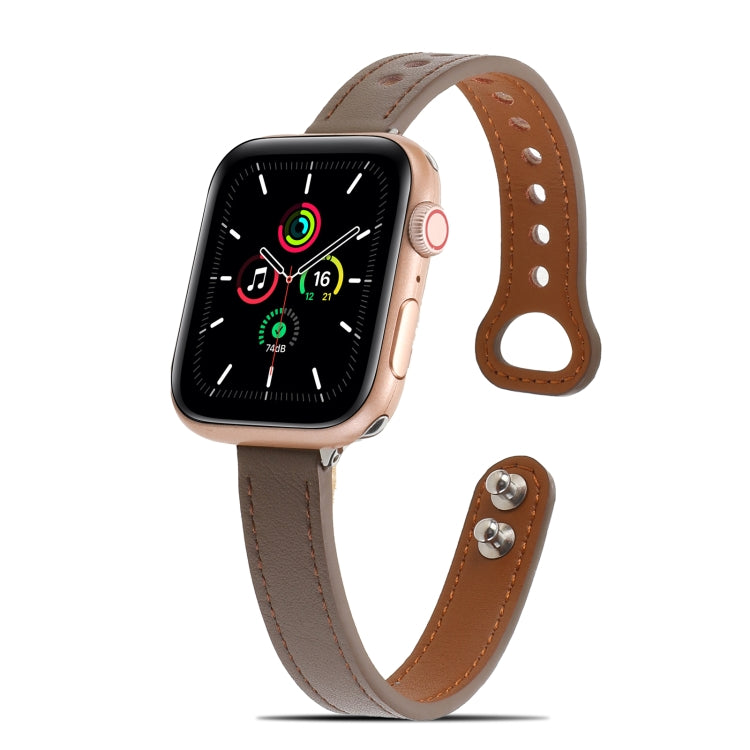 Cinturino in pelle con doppio rivetto per Apple Watch Series, 7 41mm / 6&SE&5&4 40mm / 3&2&1 38mm, 7 45mm / 6&SE&5&4 44mm / 3&2&1 42mm