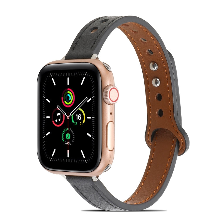 Cinturino in pelle con doppio rivetto per Apple Watch Series, 7 41mm / 6&SE&5&4 40mm / 3&2&1 38mm, 7 45mm / 6&SE&5&4 44mm / 3&2&1 42mm