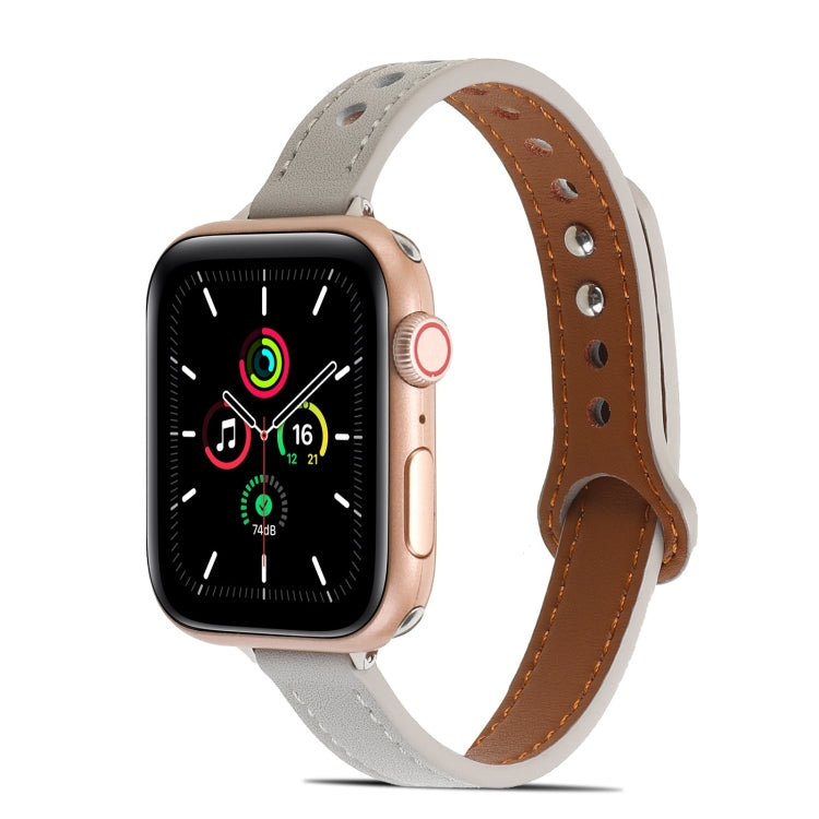 Cinturino in pelle con doppio rivetto per Apple Watch Series, 7 41mm / 6&SE&5&4 40mm / 3&2&1 38mm, 7 45mm / 6&SE&5&4 44mm / 3&2&1 42mm