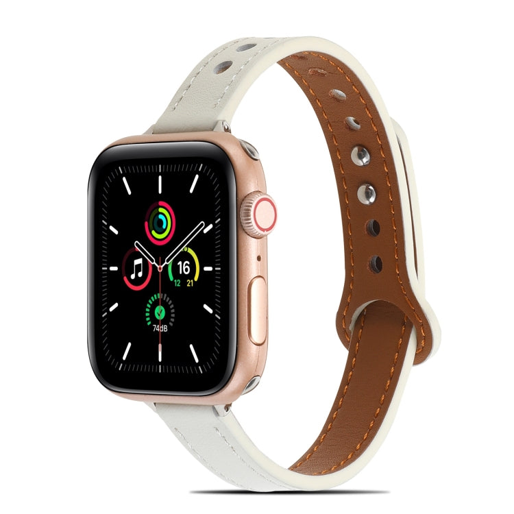 Cinturino in pelle con doppio rivetto per Apple Watch Series, 7 41mm / 6&SE&5&4 40mm / 3&2&1 38mm, 7 45mm / 6&SE&5&4 44mm / 3&2&1 42mm