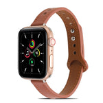 Cinturino in pelle con doppio rivetto per Apple Watch Series, 7 41mm / 6&SE&5&4 40mm / 3&2&1 38mm, 7 45mm / 6&SE&5&4 44mm / 3&2&1 42mm
