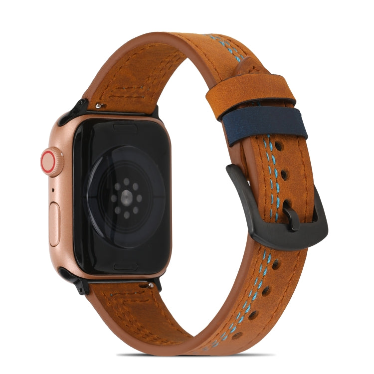 Cinturino in pelle opaca da cucire per Apple Watch Series, 7 41mm / 6&SE&5&4 40mm / 3&2&1 38mm, 7 45mm / 6&SE&5&4 44mm / 3&2&1 42mm