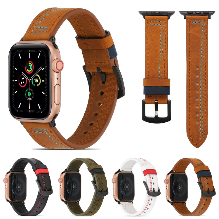 Cinturino in pelle opaca da cucire per Apple Watch Series, 7 41mm / 6&SE&5&4 40mm / 3&2&1 38mm, 7 45mm / 6&SE&5&4 44mm / 3&2&1 42mm