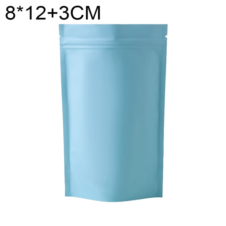 100 buste stand-up per snack in lamina di alluminio opaco, 8x12+3cm, 9x13+3cm