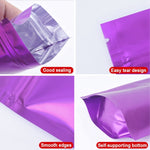 100 buste stand-up per snack in lamina di alluminio opaco, 16x24+4cm, 18x26+4cm