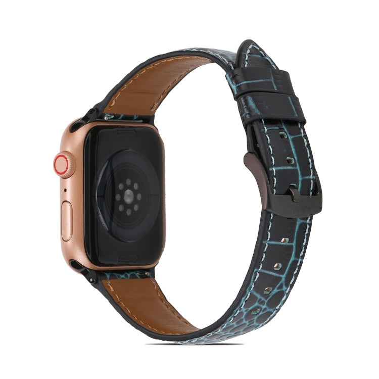 Cinturino in pelle con texture coccodrillo per Apple Watch Series, 7 41mm / 6&SE&5&4 40mm / 3&2&1 38mm, 7 45mm / 6&SE&5&4 44mm / 3&2&1 42mm