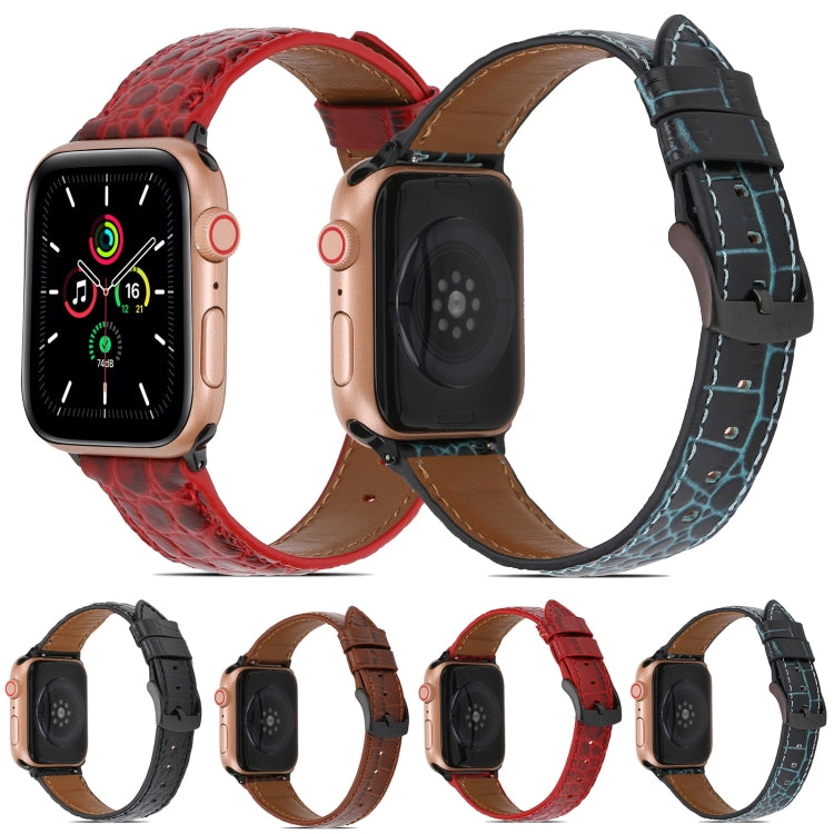 Cinturino in pelle con texture coccodrillo per Apple Watch Series, 7 41mm / 6&SE&5&4 40mm / 3&2&1 38mm, 7 45mm / 6&SE&5&4 44mm / 3&2&1 42mm