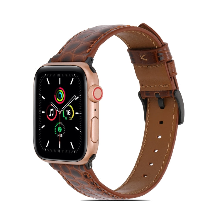 Cinturino in pelle con texture coccodrillo per Apple Watch Series, 7 41mm / 6&SE&5&4 40mm / 3&2&1 38mm, 7 45mm / 6&SE&5&4 44mm / 3&2&1 42mm