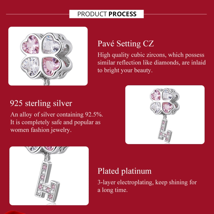 Accessori per collana braccialetto fai-da-te con perline quadrifoglio in argento sterling S925, Heart Four-leaf Clover