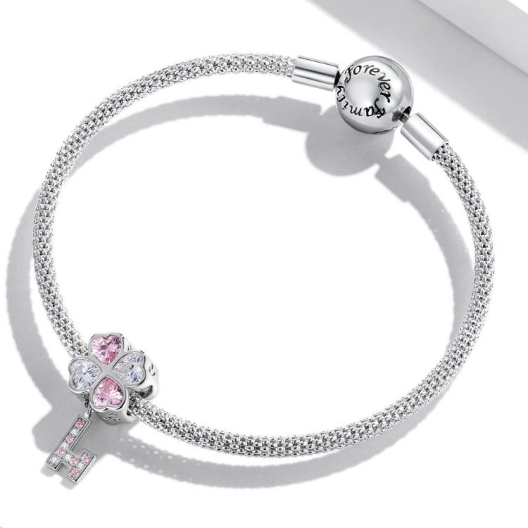 Accessori per collana braccialetto fai-da-te con perline quadrifoglio in argento sterling S925, Heart Four-leaf Clover