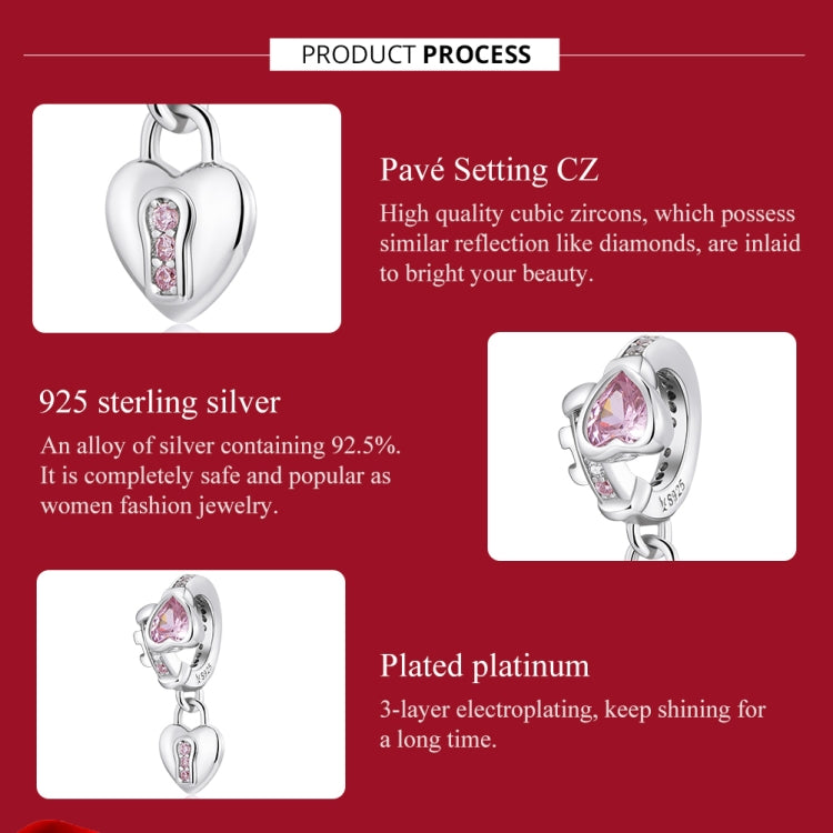 Accessori per collana braccialetto fai-da-te con ciondolo a forma di cuore in argento sterling S925, Heart Lock