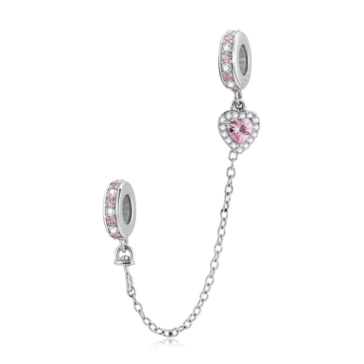 Accessori per collane fai da te con catena di sicurezza con zirconi a forma di cuore in argento sterling S925, Heart Zircon