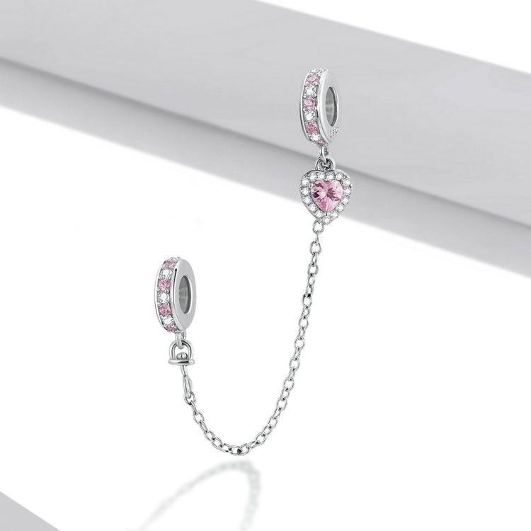 Accessori per collane fai da te con catena di sicurezza con zirconi a forma di cuore in argento sterling S925, Heart Zircon