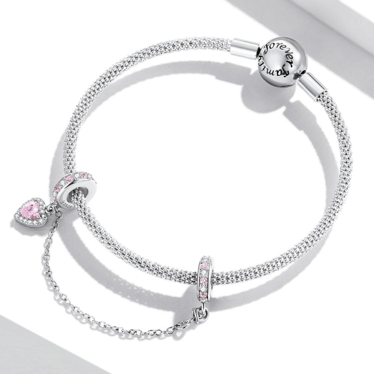 Accessori per collane fai da te con catena di sicurezza con zirconi a forma di cuore in argento sterling S925, Heart Zircon