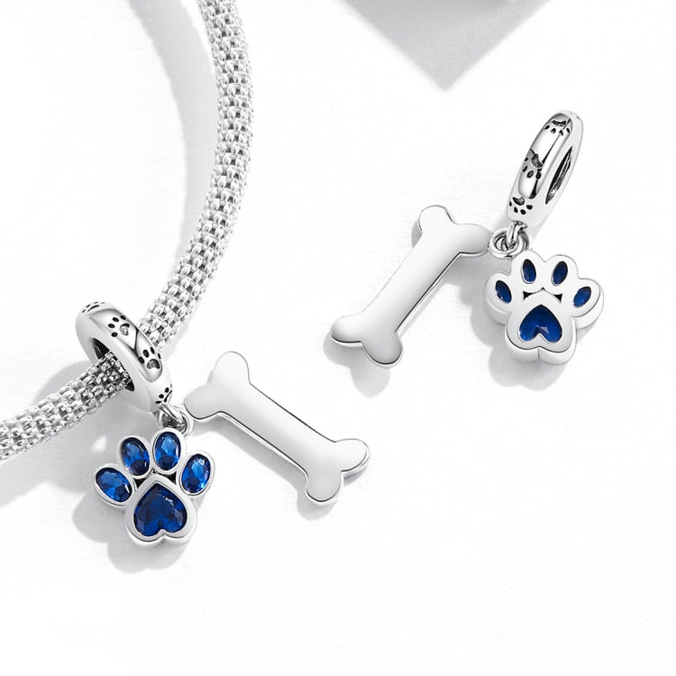 Accessori per collana braccialetto fai-da-te con ciondolo in osso di zampa di cane in argento sterling S925, Dog Paw Bone