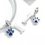 Accessori per collana braccialetto fai-da-te con ciondolo in osso di zampa di cane in argento sterling S925, Dog Paw Bone