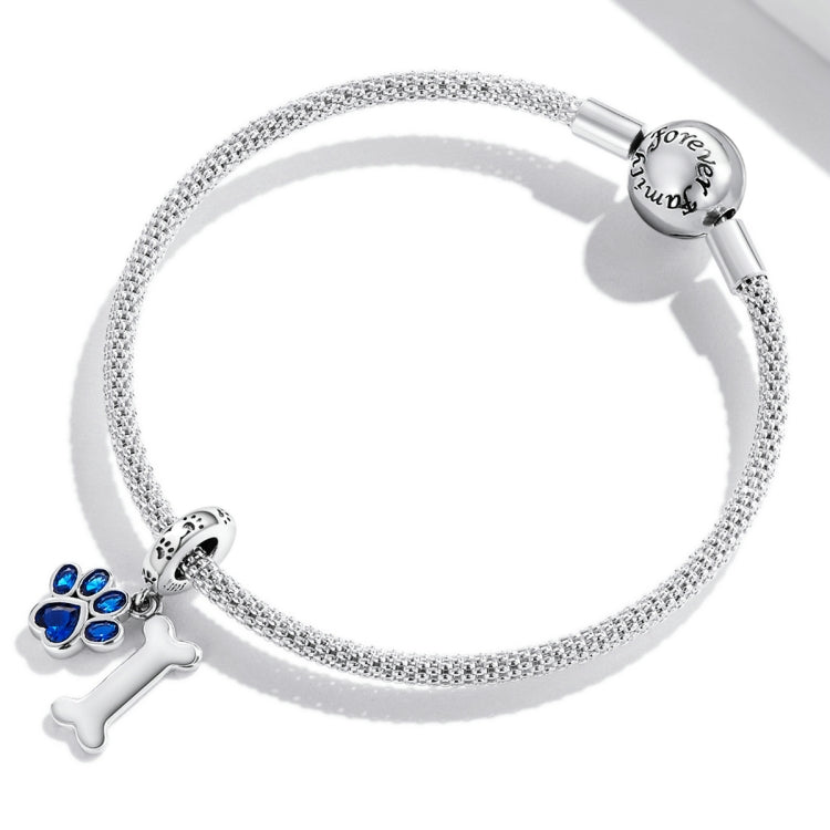 Accessori per collana braccialetto fai-da-te con ciondolo in osso di zampa di cane in argento sterling S925, Dog Paw Bone