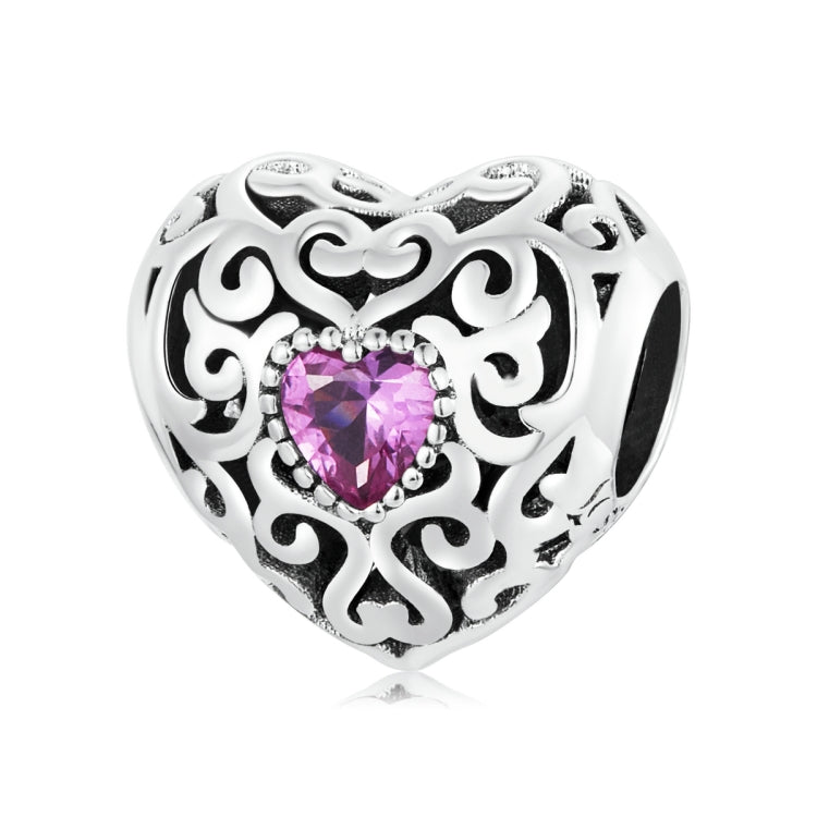 Accessori per collana braccialetto fai-da-te con perline a forma di fiore retrò in argento sterling S925, Retro Flower Texture Heart