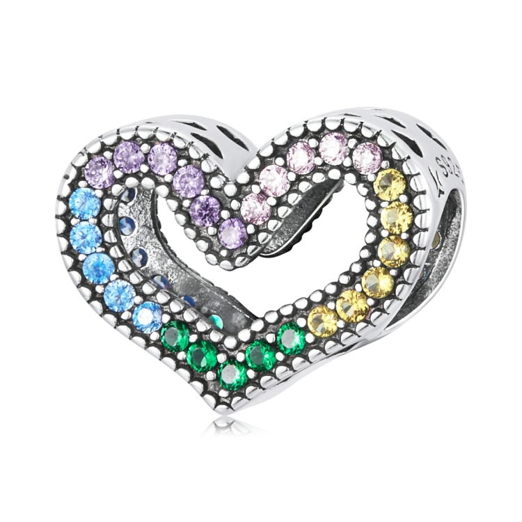 Accessori per collana braccialetto fai-da-te con perline a forma di cuore arcobaleno in argento sterling S925, Rainbow Heart