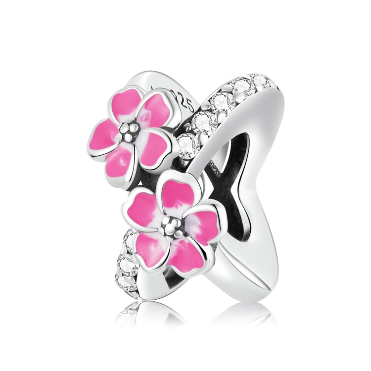 Accessori per collana braccialetto fai-da-te con perline di fiori rosa in argento sterling S925, Pink Flower