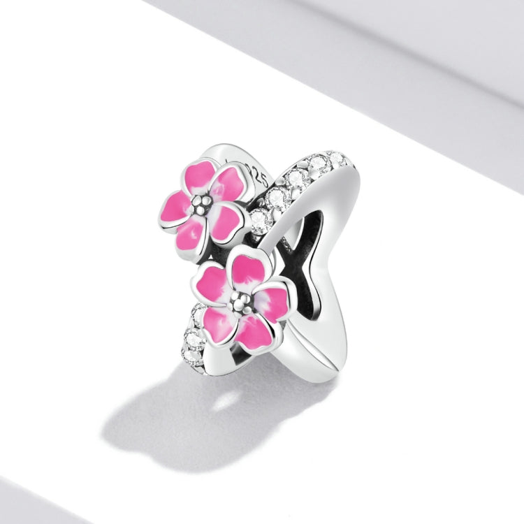 Accessori per collana braccialetto fai-da-te con perline di fiori rosa in argento sterling S925, Pink Flower