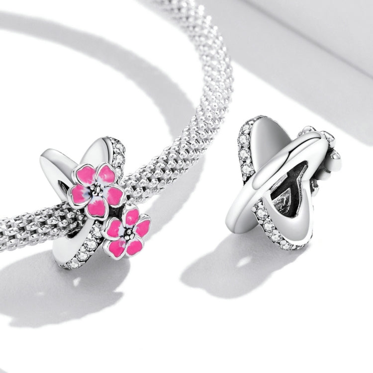 Accessori per collana braccialetto fai-da-te con perline di fiori rosa in argento sterling S925, Pink Flower