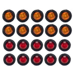 20 in 1 luce di posizione laterale rotonda a LED per rimorchio per camion leggero rosso + ambra, A5014