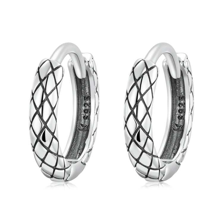 Orecchini da donna con fibbia per orecchio in argento sterling S925 con trama di serpente, Snake Texture