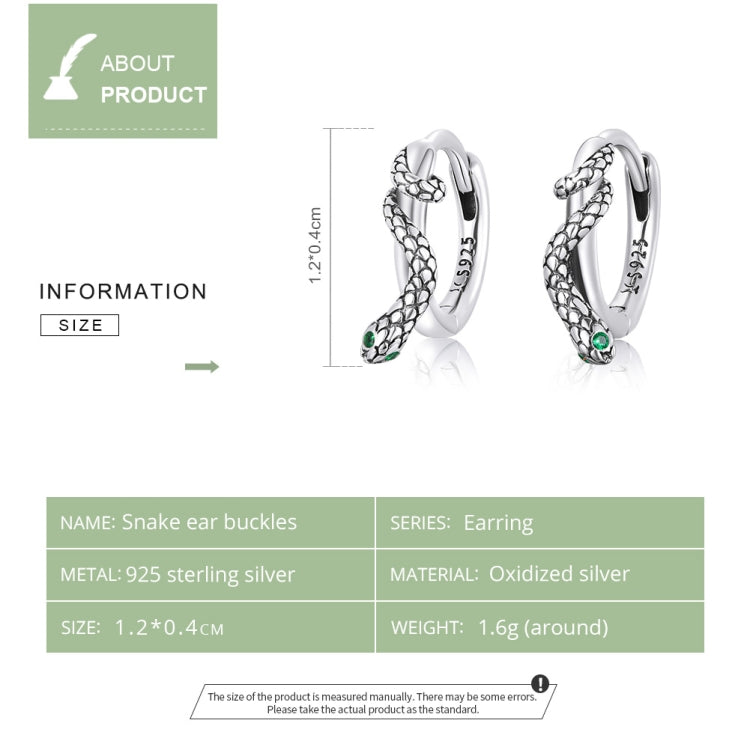 Orecchini da donna con fibbia con orecchio di serpente in argento sterling S925, Snake Ear Buckle
