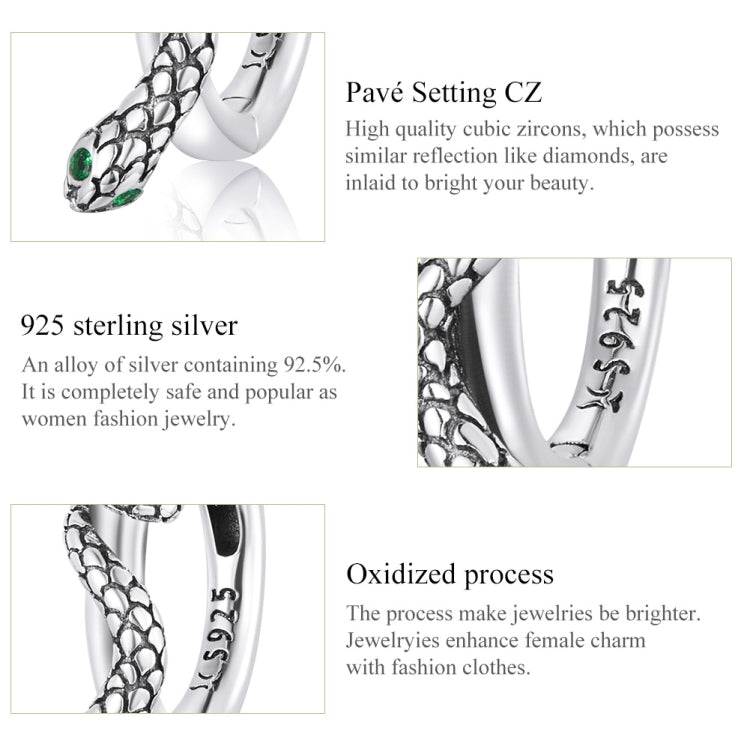 Orecchini da donna con fibbia con orecchio di serpente in argento sterling S925, Snake Ear Buckle