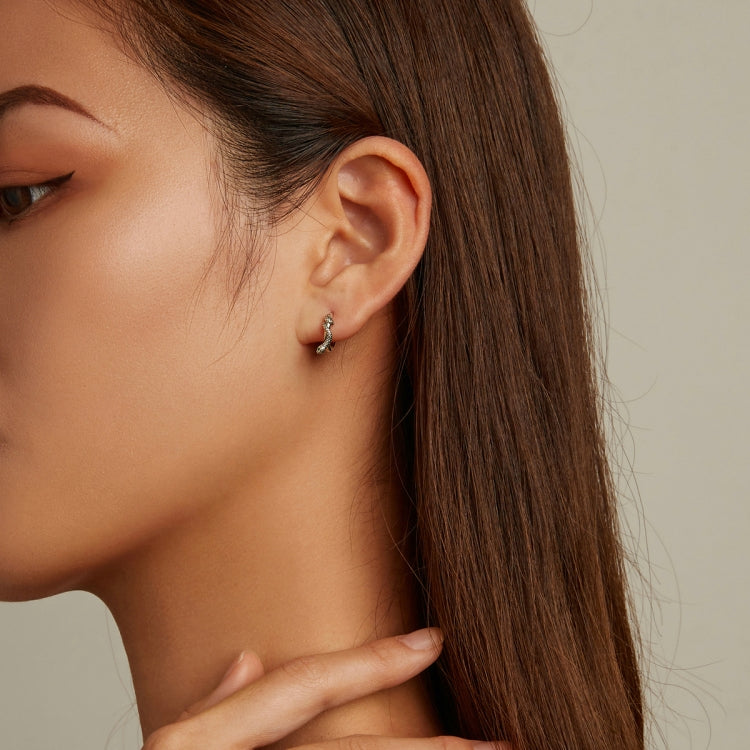 Orecchini da donna con fibbia con orecchio di serpente in argento sterling S925, Snake Ear Buckle