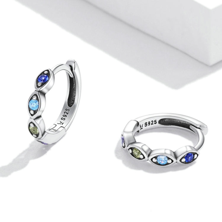 Orecchini da donna con zirconi occhio del diavolo in argento sterling S925, Devil Eye Zircon