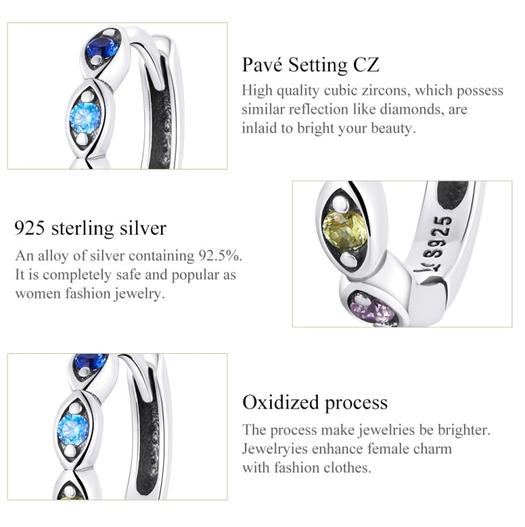 Orecchini da donna con zirconi occhio del diavolo in argento sterling S925, Devil Eye Zircon