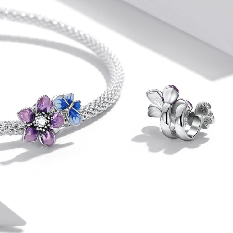 Accessori per collana braccialetto fai-da-te con perline di fiori a farfalla in argento sterling S925, Butterfly Flower