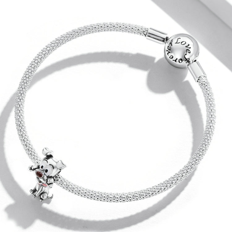 Accessori per collana braccialetto fai-da-te con perline per cani carini in argento sterling S925, Cute Dog