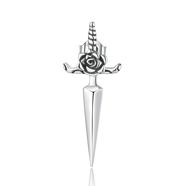 Orecchini da donna con bottone a pressione in argento sterling S925 con pugnale rosa, Rose Dagger