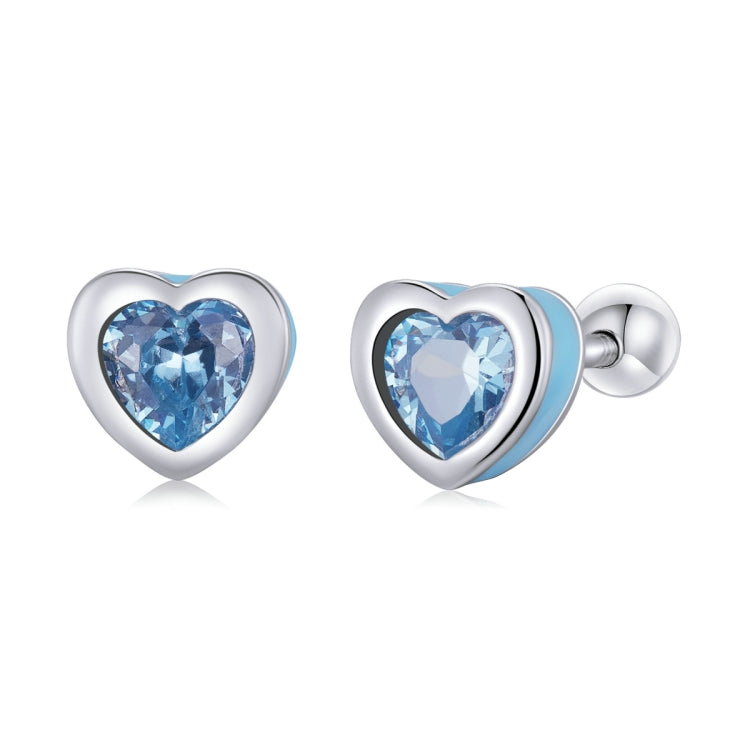 Orecchini da donna con zirconi a forma di cuore in argento sterling S925, Heart Zircon(Blue), Heart Zircon(Red)