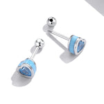 Orecchini da donna con zirconi a forma di cuore in argento sterling S925, Heart Zircon(Blue), Heart Zircon(Red)