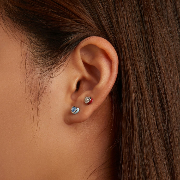 Orecchini da donna con zirconi a forma di cuore in argento sterling S925, Heart Zircon(Blue), Heart Zircon(Red)