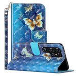Custodia per telefono in pelle PU con vibrazione orizzontale modello 3D, For Samsung Galaxy S22 Ultra 5G