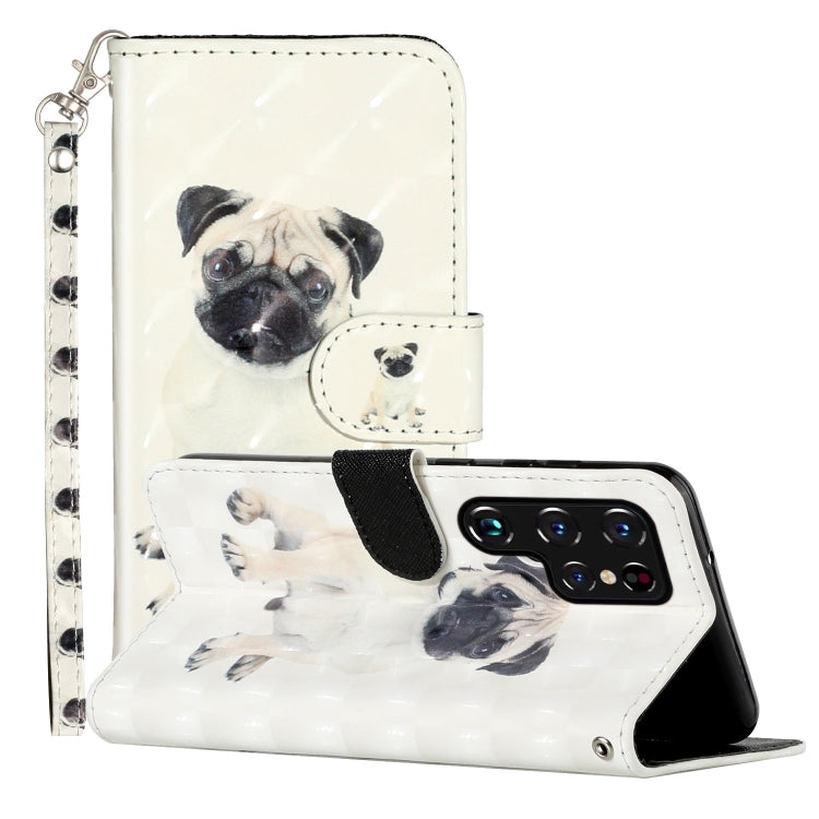 Custodia per telefono in pelle PU con vibrazione orizzontale modello 3D, For Samsung Galaxy S22 Ultra 5G