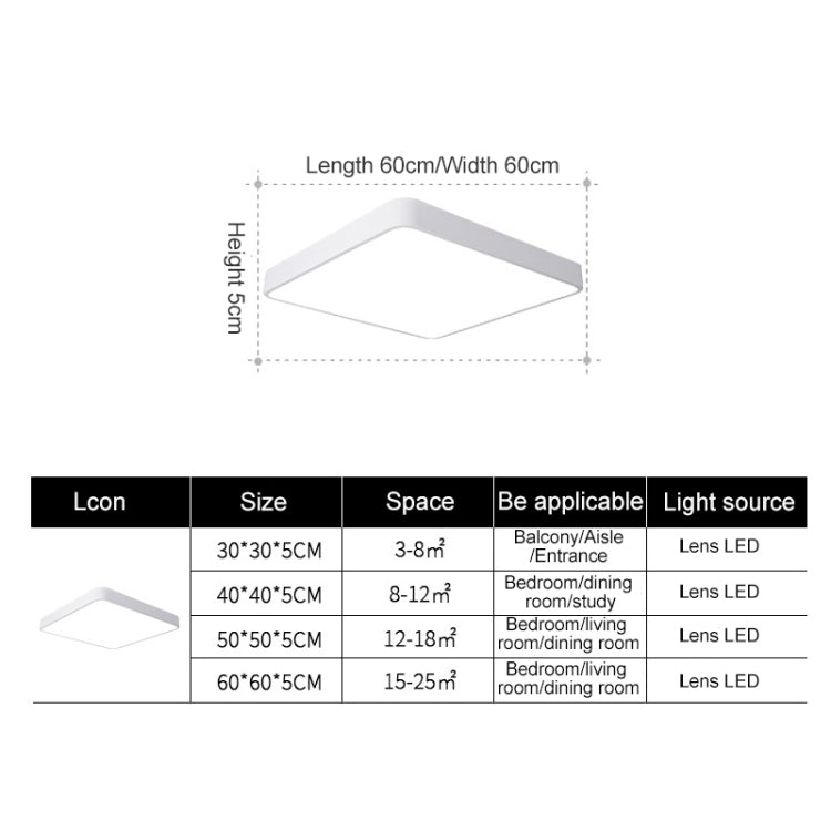 Plafoniera Quadrata LED Macaron, Luce 3 Colori, 30cm, 40cm, 50cm