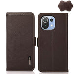 KHAZNEH Custodia per telefono RFID in vera pelle Litchi magnetica laterale, For Xiaomi Mi 11 Lite 5G / Mi 11 Lite, For Xiaomi Mi 11, For Xiaomi Mi 11T / Mi 11T Pro, For Xiaomi Redmi Note 10 5G, For Xiaomi Redmi Note 10 Pro                              ...