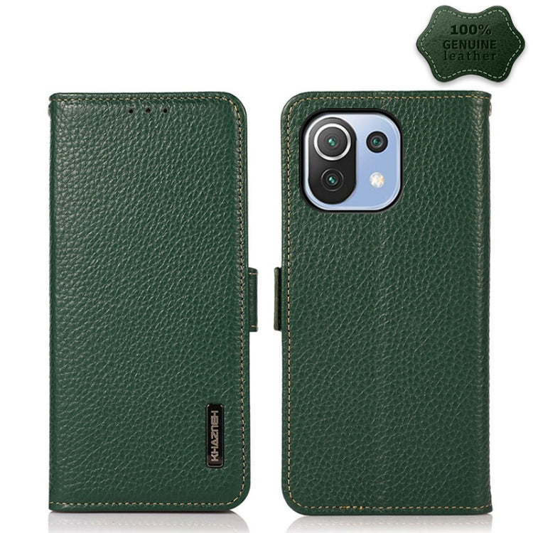 KHAZNEH Custodia per telefono RFID in vera pelle Litchi magnetica laterale, For Xiaomi Mi 11 Lite 5G / Mi 11 Lite, For Xiaomi Mi 11, For Xiaomi Mi 11T / Mi 11T Pro, For Xiaomi Redmi Note 10 5G, For Xiaomi Redmi Note 10 Pro                              ...