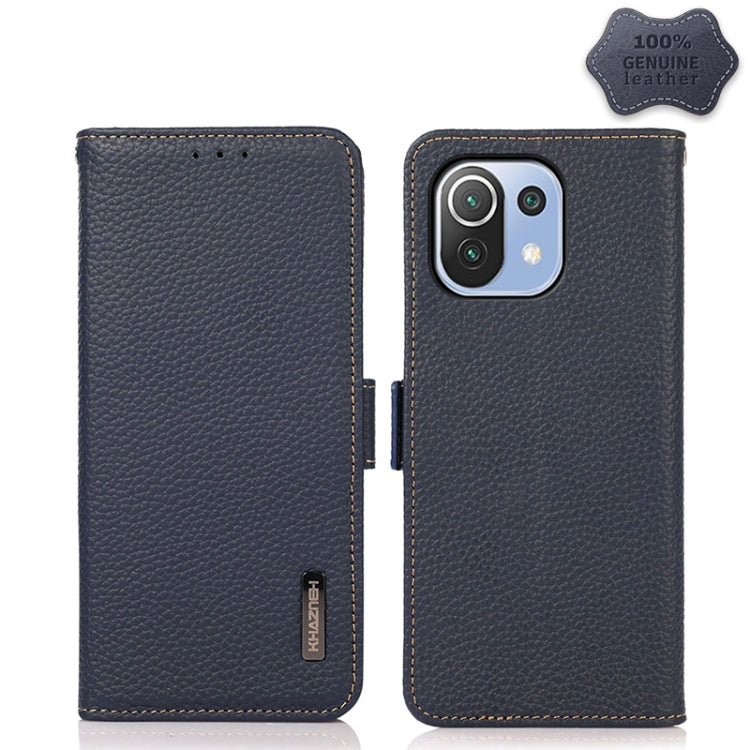 KHAZNEH Custodia per telefono RFID in vera pelle Litchi magnetica laterale, For Xiaomi Mi 11 Lite 5G / Mi 11 Lite, For Xiaomi Mi 11, For Xiaomi Mi 11T / Mi 11T Pro, For Xiaomi Redmi Note 10 5G, For Xiaomi Redmi Note 10 Pro                              ...