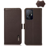 KHAZNEH Custodia per telefono RFID in vera pelle Litchi magnetica laterale, For Xiaomi Mi 11 Lite 5G / Mi 11 Lite, For Xiaomi Mi 11, For Xiaomi Mi 11T / Mi 11T Pro, For Xiaomi Redmi Note 10 5G, For Xiaomi Redmi Note 10 Pro                              ...