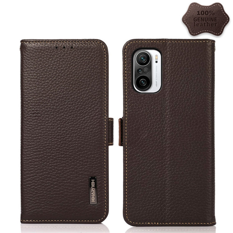 KHAZNEH Custodia per telefono RFID in vera pelle Litchi magnetica laterale, For Xiaomi Mi 11 Lite 5G / Mi 11 Lite, For Xiaomi Mi 11, For Xiaomi Mi 11T / Mi 11T Pro, For Xiaomi Redmi Note 10 5G, For Xiaomi Redmi Note 10 Pro                              ...
